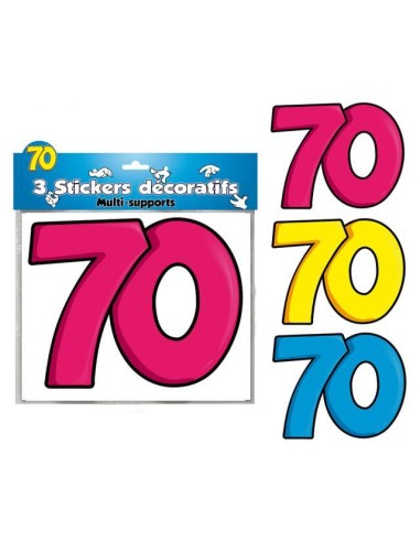 3 stickers décoratifs 70 ans