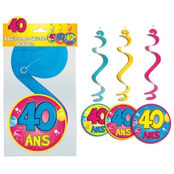 3 guirlandes spirales 40 ans