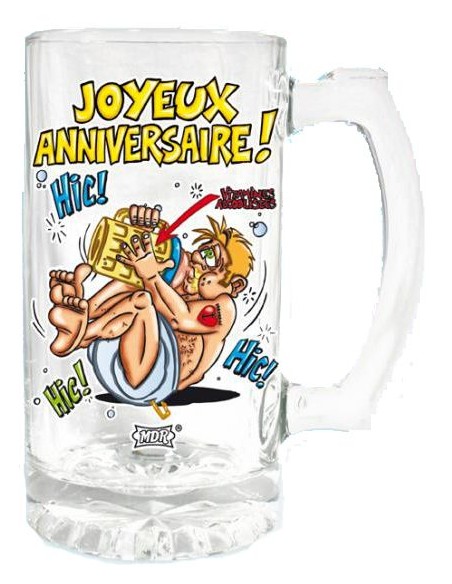 Chope de bière "Joyeux Anniversaire"