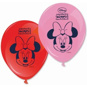 8 ballons blanc et vert Minnie Mouse