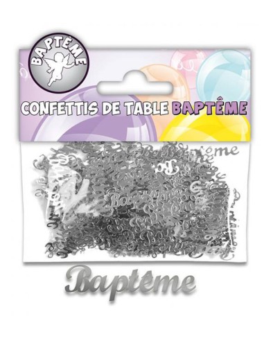 Confettis de table Baptême argent