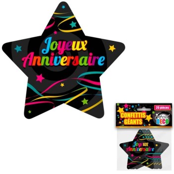 20 confettis géants Joyeux Anniversaire