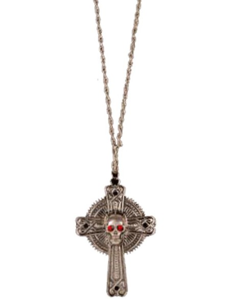 Collier croix avec tête de mort