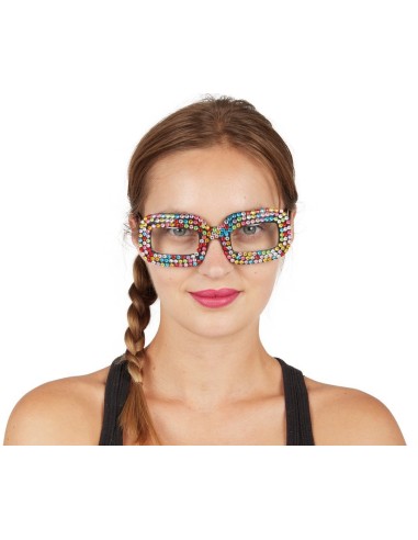 Lunettes fantaisie à strass multicolore