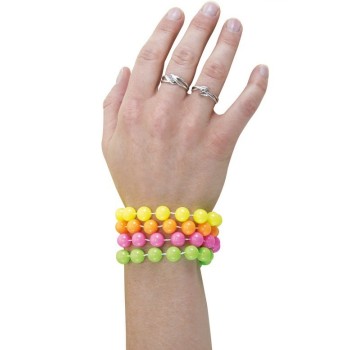 4 bracelets perles fluo