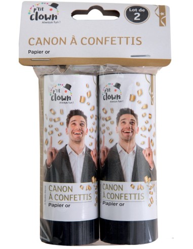 2 canons à confettis 11cm or