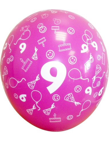 Sachet de 10 ballons chiffre 9