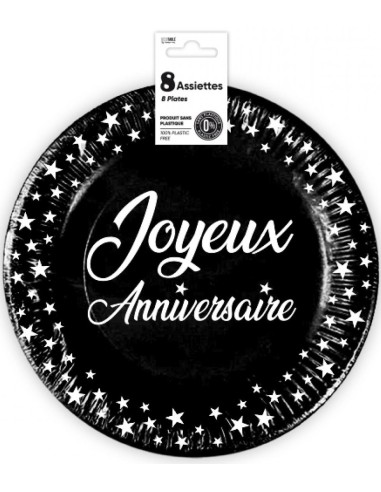 8 assiettes anniversaire 23cm