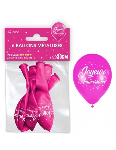 6 ballons métal Joyeux Anniversaire