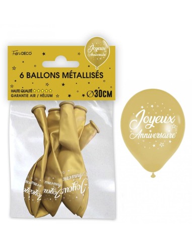 6 ballons métal Joyeux Anniversaire