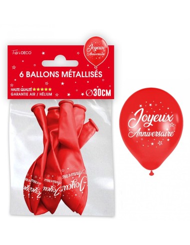 6 ballons métal Joyeux Anniversaire