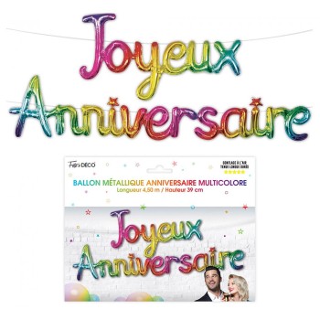 Guirlande ballons métallique Joyeux Anniversaire