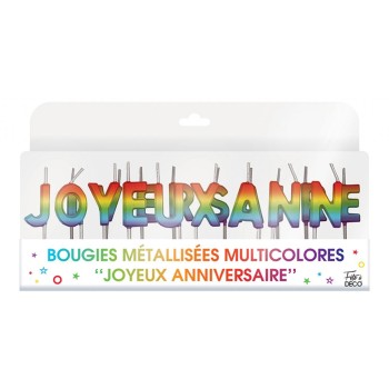 Bougies lettres Joyeux Anniversaire métallique