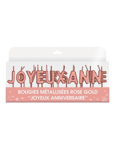 Bougies lettres Joyeux Anniversaire métallique