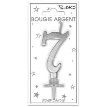 Bougie chiffre 7 argent