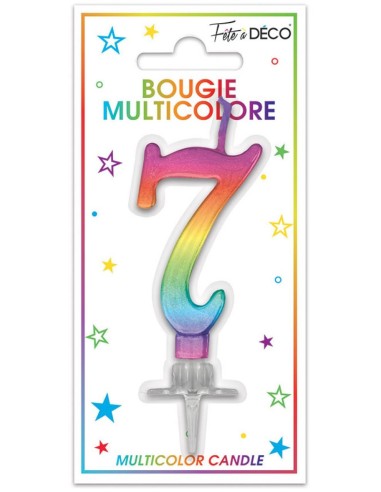 Bougie chiffre 7 multicolore