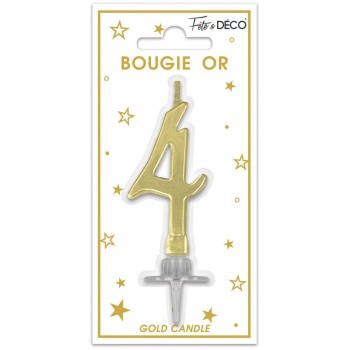 Bougie chiffre 4 or