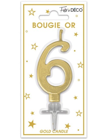 Bougie chiffre 6 or