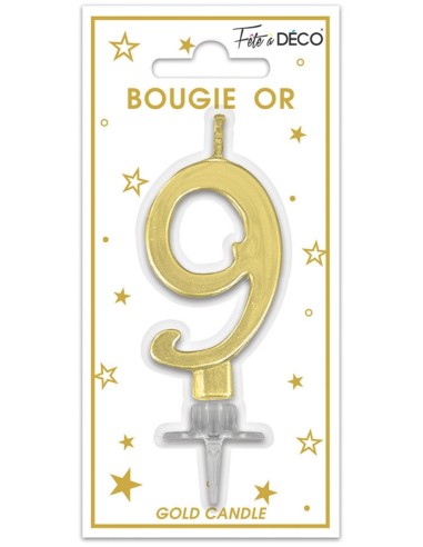 Bougie chiffre 9 or