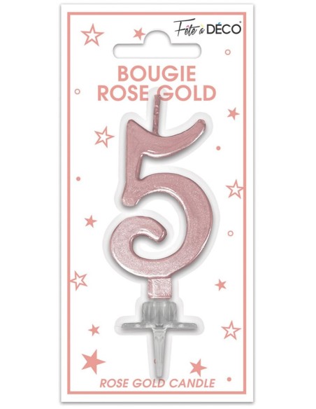 Bougie chiffre 5 rose gold