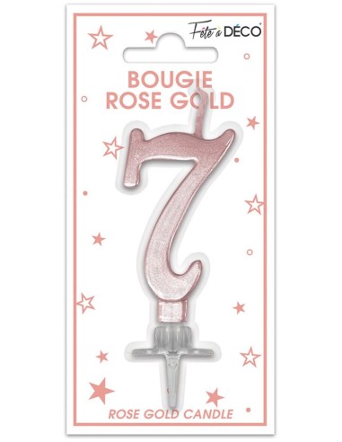 Bougie chiffre 7 rose gold