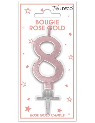 Bougie chiffre 8 rose gold