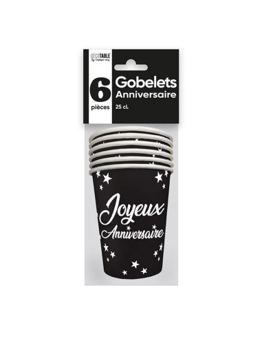 6 gobelets anniversaire 25cl