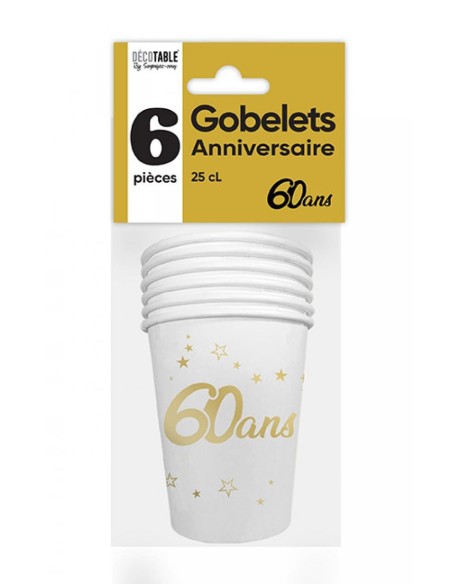 6 gobelets 60 ans or