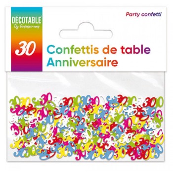 Confettis de table multicolore 30 ans