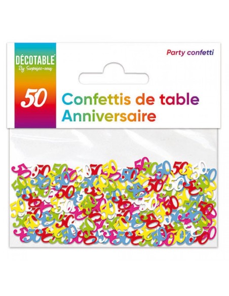 Confettis de table multicolore 50 ans