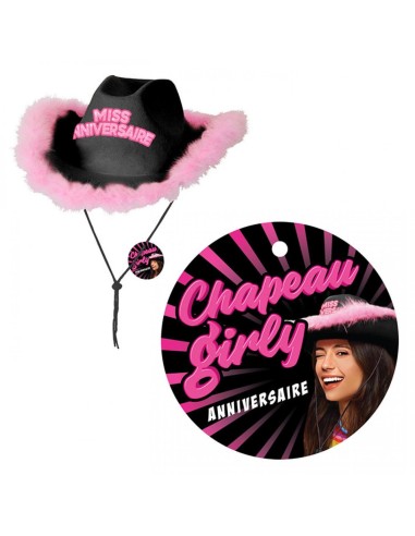 Chapeau girly Miss Anniversaire noir