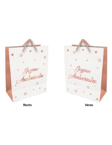 Sac Joyeux Anniversaire rose gold 30x40 cm