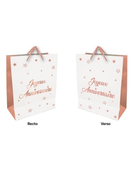 Sac Joyeux Anniversaire rose gold 30x40 cm