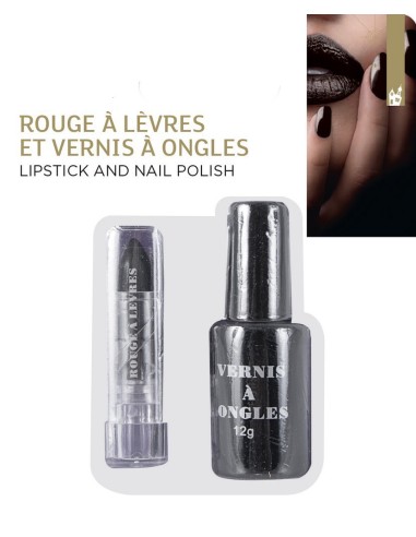 Rouge à lèvres et vernis à ongles noirs