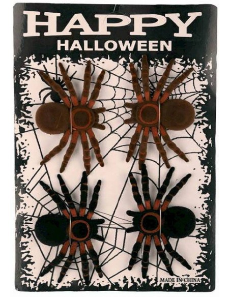 4 araignées déco Halloween 10cm