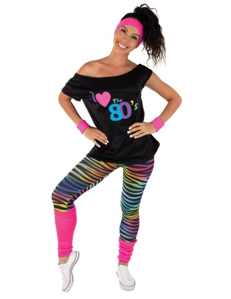 Set legging années 80 fluo