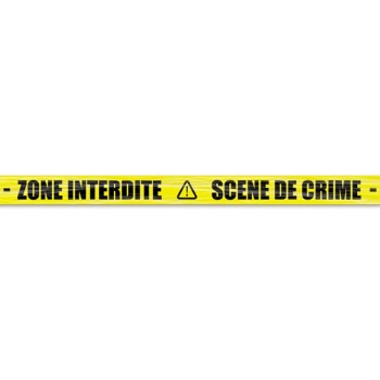 Bande jaune délimitation "Zone interdite scène de crime"