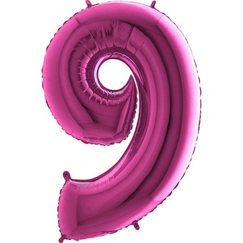 Ballon chiffre 9 géant fuchsia