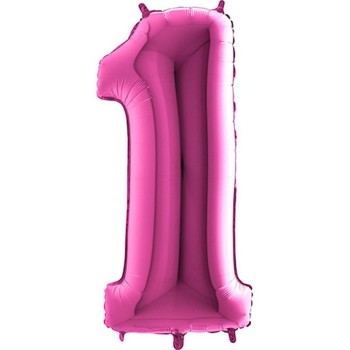 Ballon chiffre 1 géant fuchsia