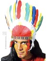 Coiffe d'indien courte avec plumes couleurs