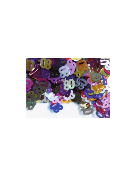 Confettis chiffre 80 multicolores