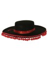 Chapeau espagnol noir/rouge