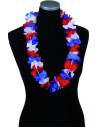 Collier hawaïen tricolore bleu blanc rouge