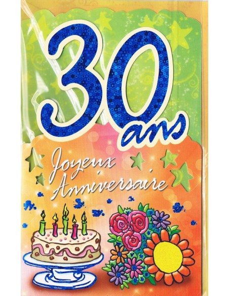 Carte Joyeux Anniversaire 30 ans