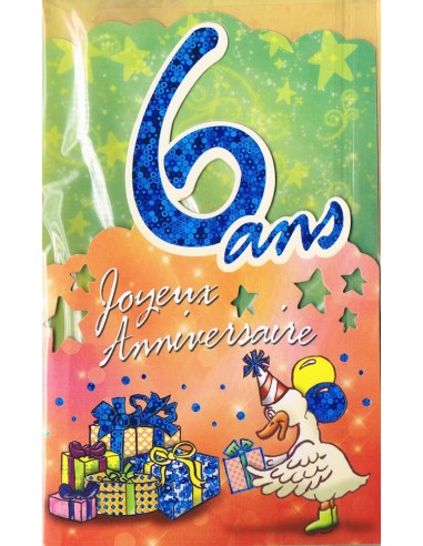 Carte Joyeux Anniversaire 6 ans