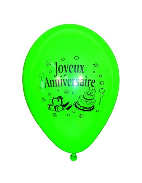 10 ballons joyeux anniversaire assortis