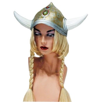 Casque de viking avec tresses blondes