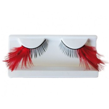 Faux cils plumes rouges